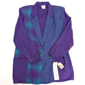 Vintage New Old Stock NOS Style My Way Gingham Plaid Blazer Women's Sz L 16/18